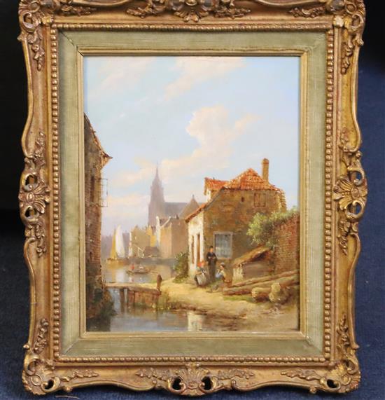 Peter Christian Dommersen (Dutch 1834-1908) Dutch street scene 9.75 x 7.75in.